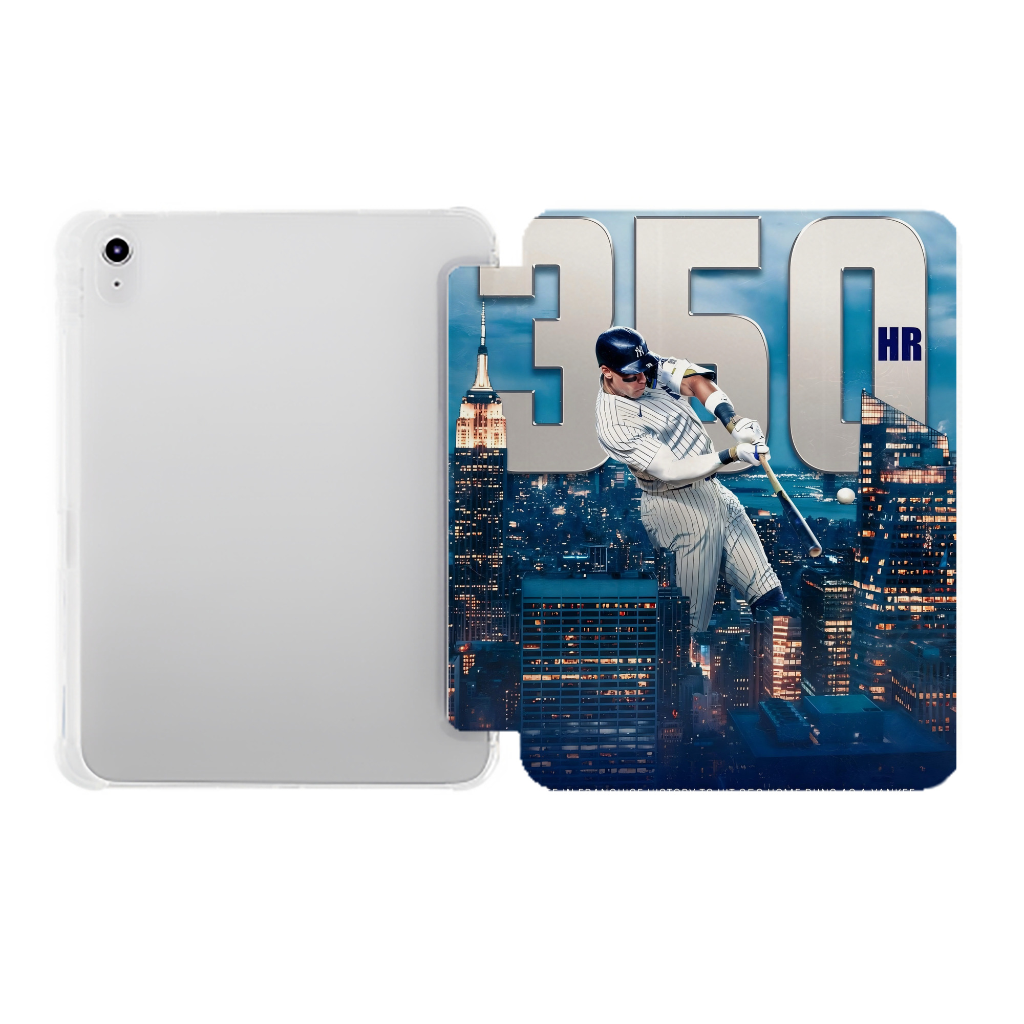 Aaron Judge's 350th Career Home Runs Premium Tri-Fold PU Leather & Silicone IPad Case With Pencil Slot – Fits 9.5,10.5,10.9 – Adjustable Stand, Slim, Protective